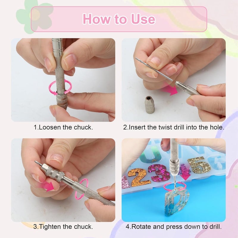 EEEKit 12 PCS Polymer Clay Earring Drill Guides, Polymer Clay Jewelry Making Tools with a Crafting Hand Drill Bits Set for Earrings, Jewelry - Image 5